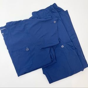 WonderWink Mens Blue Medical Scrub Top Bottom Set